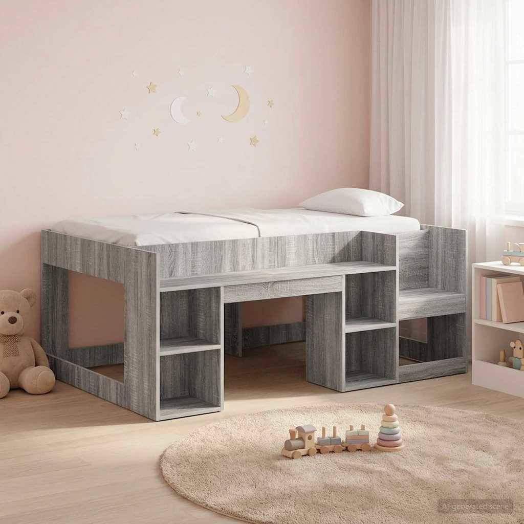 vidaXL Kinderbettgestell mit Stauraum Grau Sonoma 80 x 160 cm