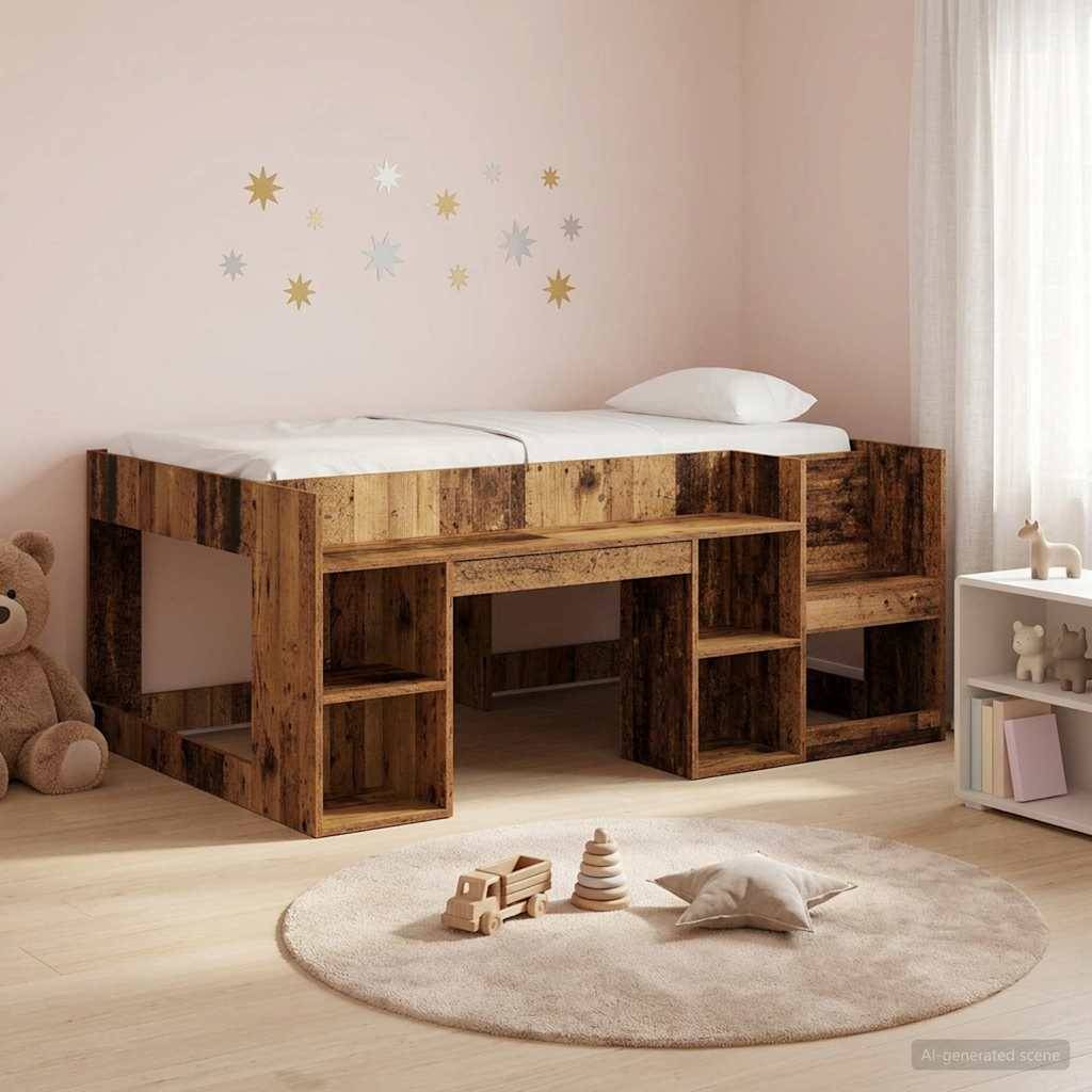 vidaXL Kinderbettgestell mit Stauraum Altholz 80 x 160 cm