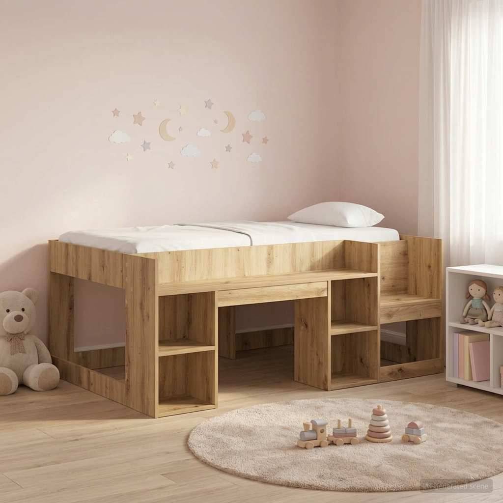 vidaXL Kinderbettgestell mit Stauraum Artisan-Eiche 80 x 160 cm