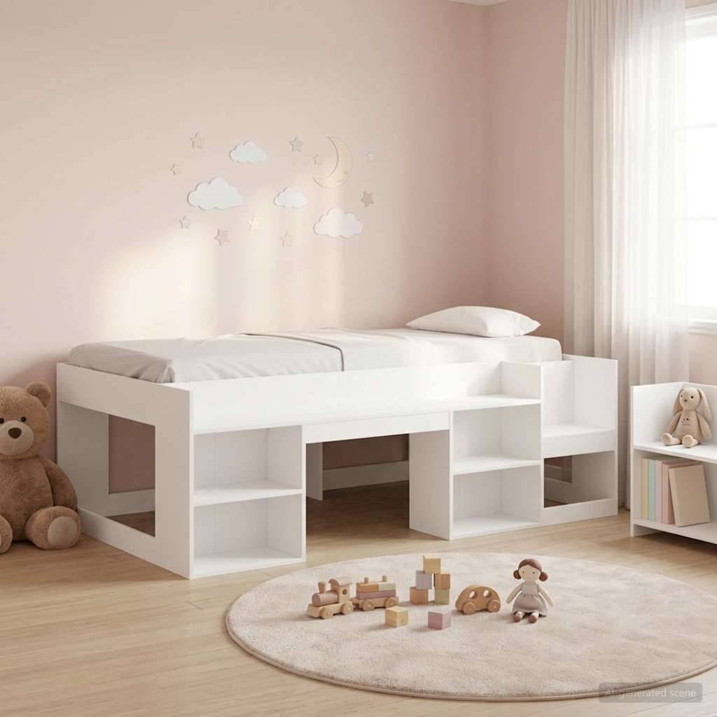 vidaXL Kinderbettgestell mit Stauraum Weiß 90 x 190 cm Holzwerkstoff