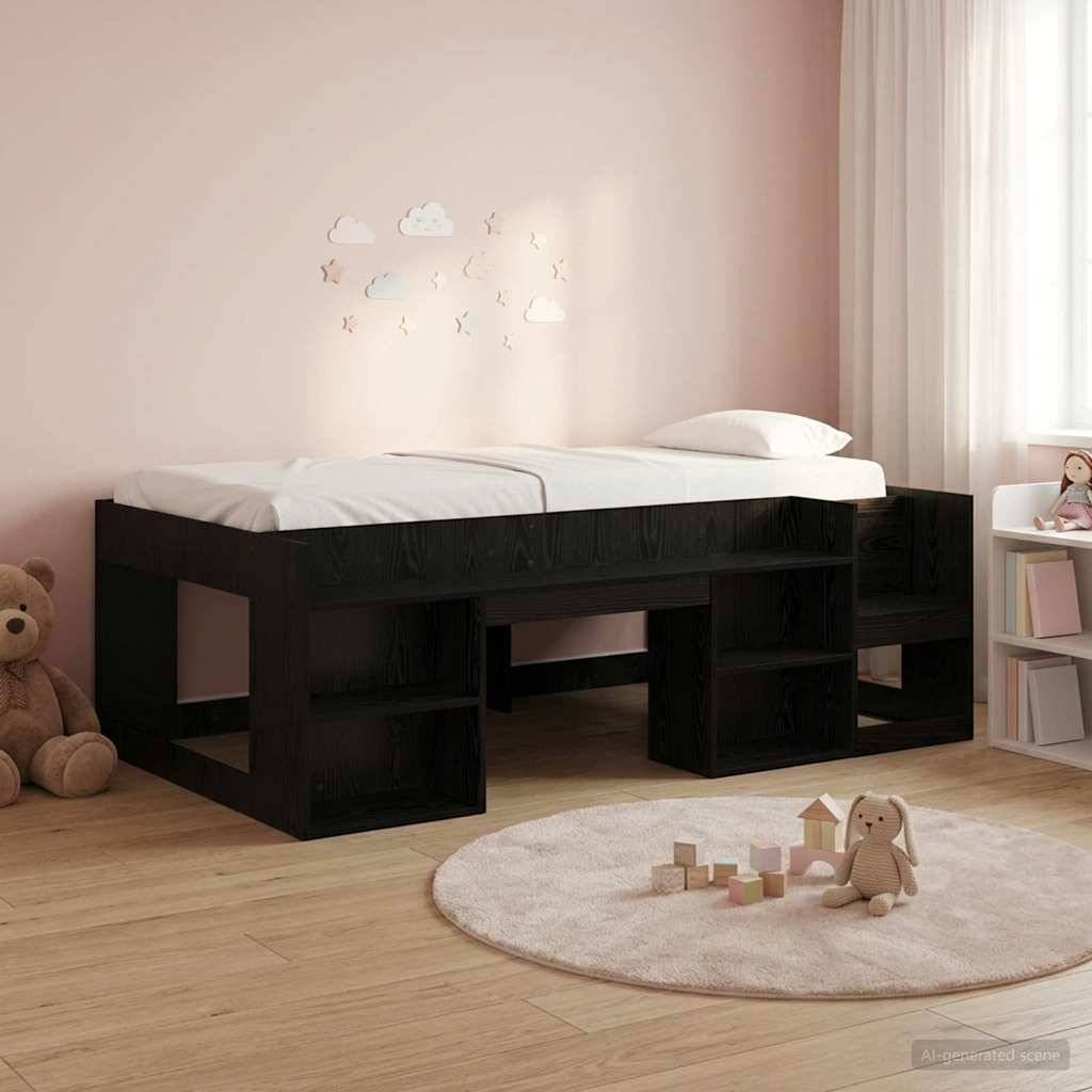 vidaXL Kinderbettgestell mit Stauraum Schwarze Eiche 90 x 190 cm