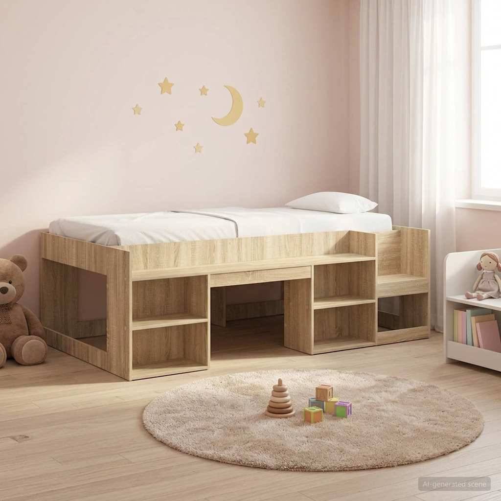 vidaXL Kinderbettgestell mit Stauraum Sonoma-Eiche 90 x 190 cm