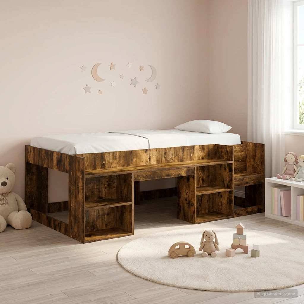 vidaXL Kinderbettgestell mit Stauraum Geräucherte Eiche 90 x 190 cm