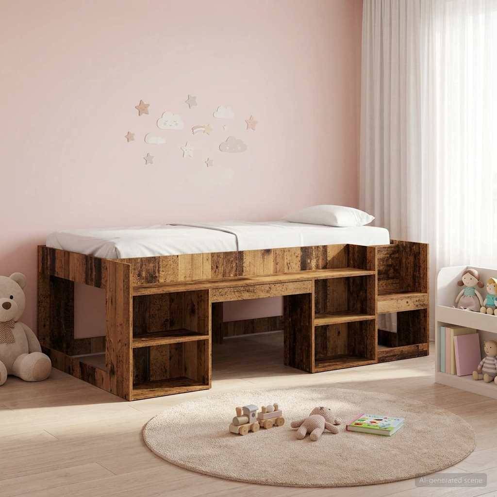 vidaXL Kinderbettgestell mit Stauraum Altholz 90 x 190 cm
