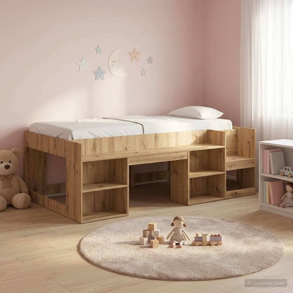 vidaXL Kinderbettgestell mit Stauraum Artisan-Eiche 90 x 190 cm