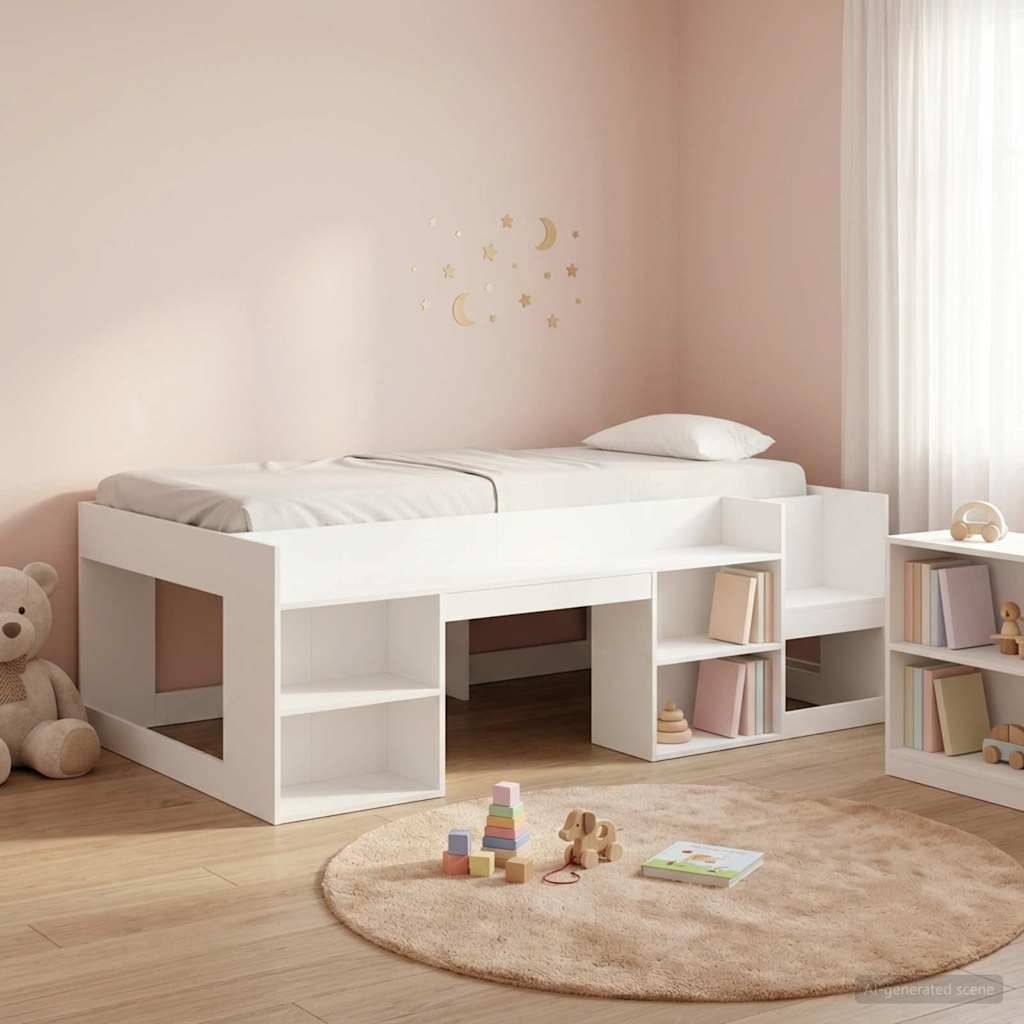 vidaXL Kinderbettgestell mit Stauraum Weiß 75 x 190 cm Holzwerkstoff
