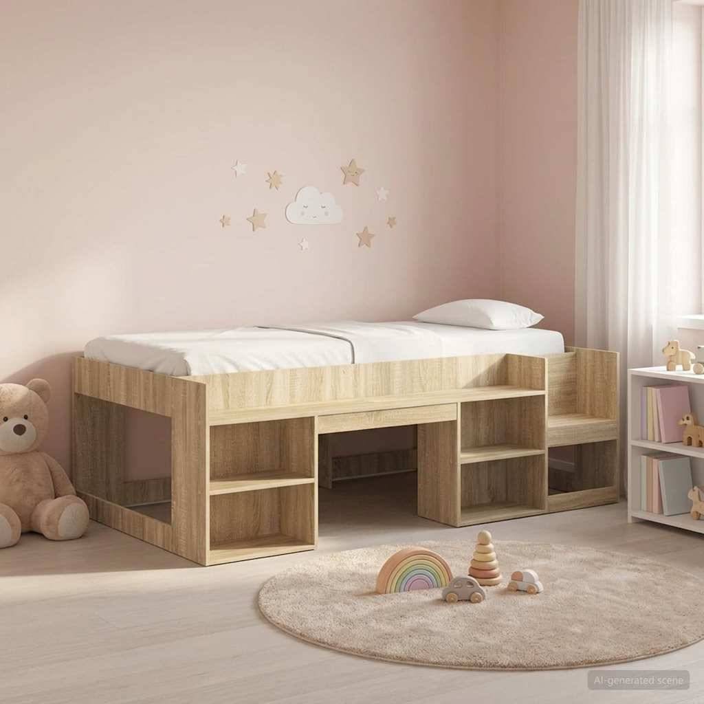 vidaXL Kinderbettgestell mit Stauraum Sonoma-Eiche 75 x 190 cm