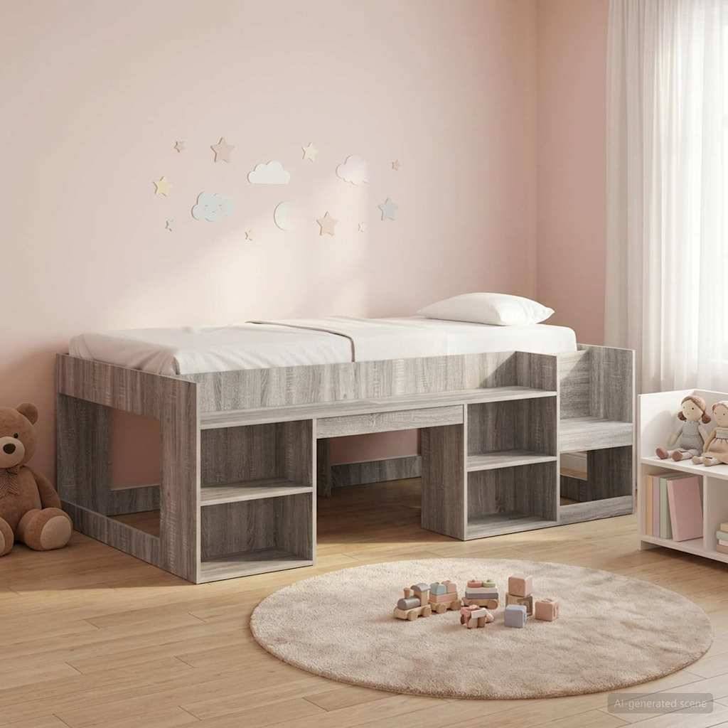 vidaXL Kinderbettgestell mit Stauraum Grau Sonoma 75 x 190 cm