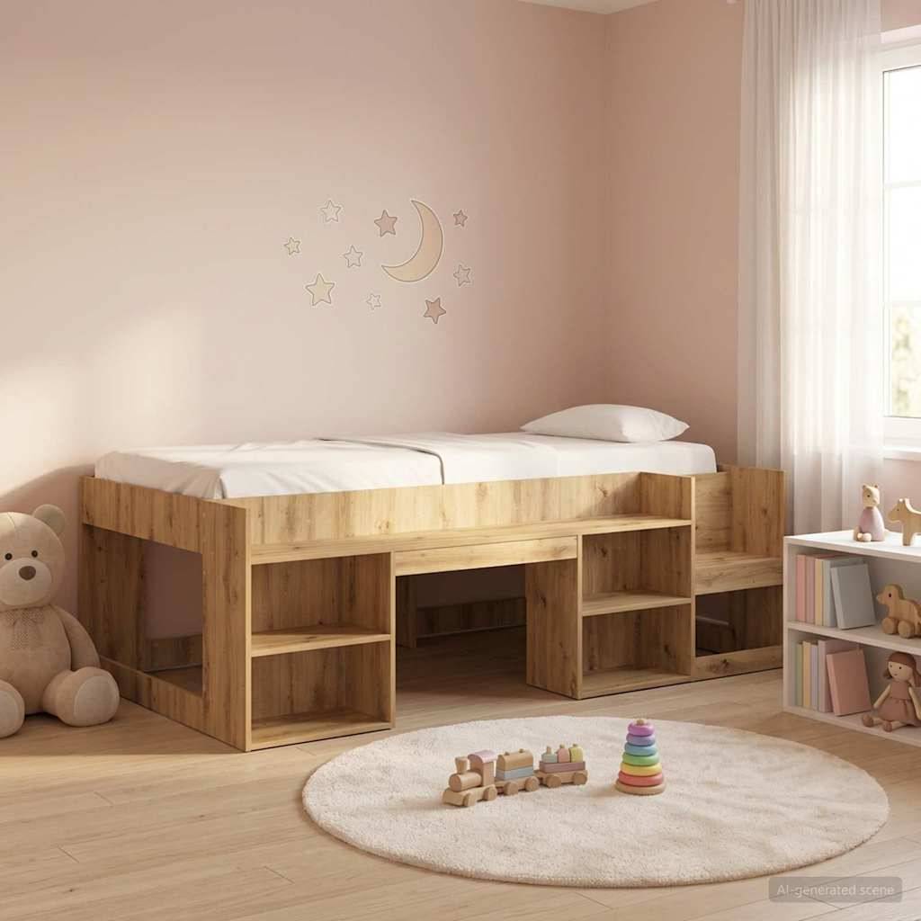 vidaXL Kinderbettgestell mit Stauraum Artisan-Eiche 75 x 190 cm