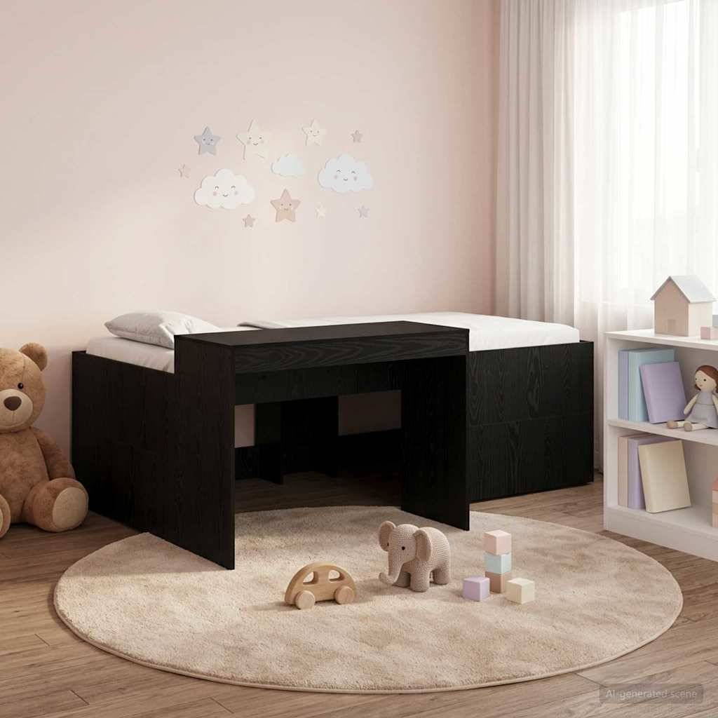 vidaXL Hochbett mit Schreibtisch für Kinder Schwarz 80 x 200 cm
