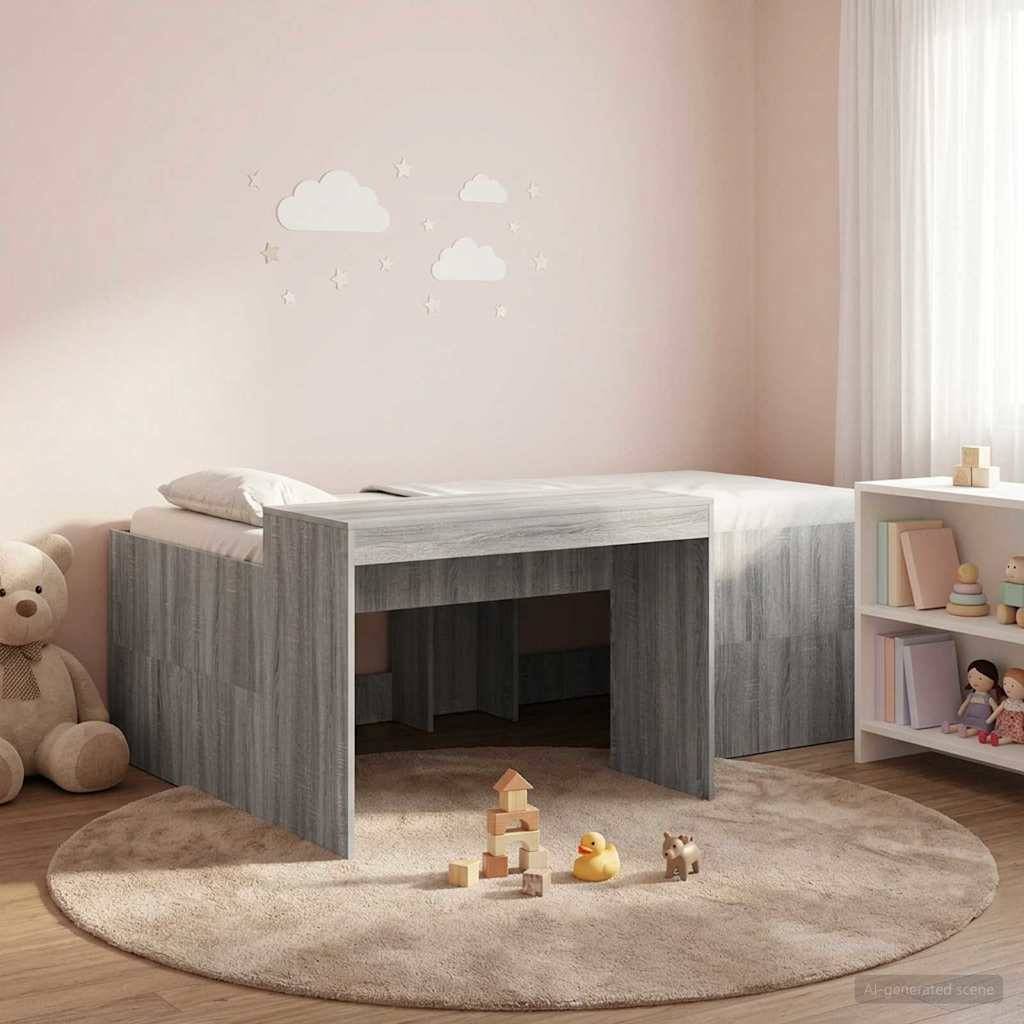 vidaXL Hochbett mit Schreibtisch für Kinder Grau Sonoma 80 x 200 cm