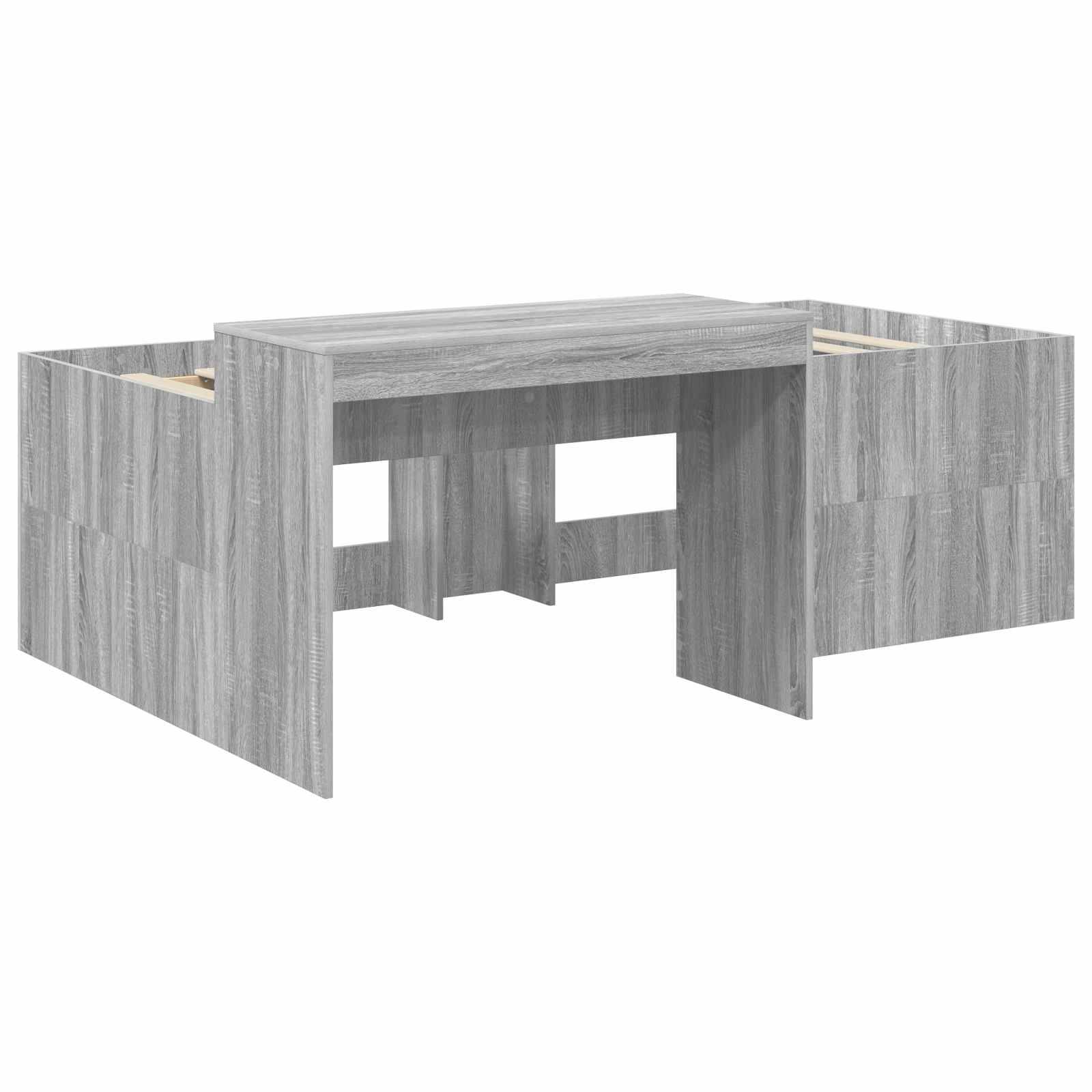 vidaXL Hochbett mit Schreibtisch für Kinder Grau Sonoma 98,5 x 200 cm