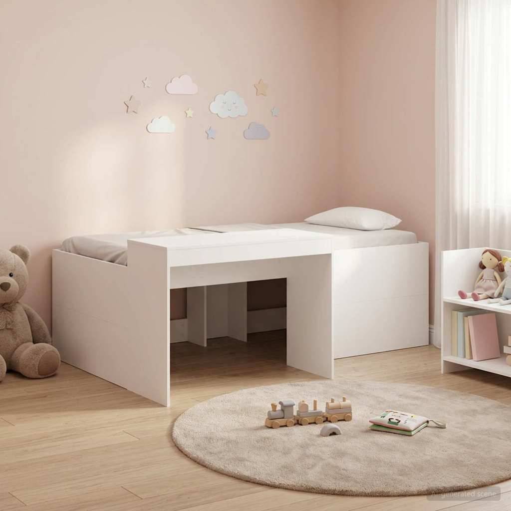 vidaXL Hochbett mit Schreibtisch für Kinder Weiß 90 x 200 cm