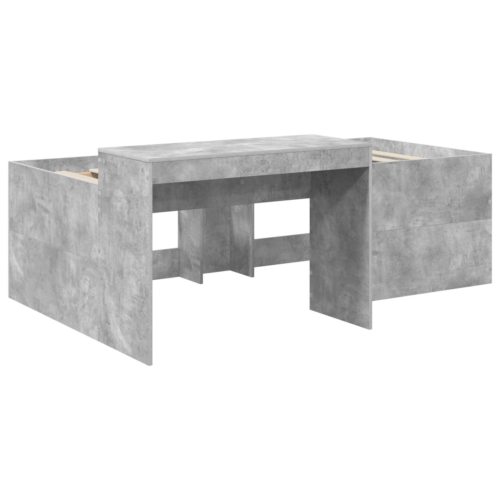 vidaXL Hochbett mit Schreibtisch für Kinder Betongrau 90 x 200 cm