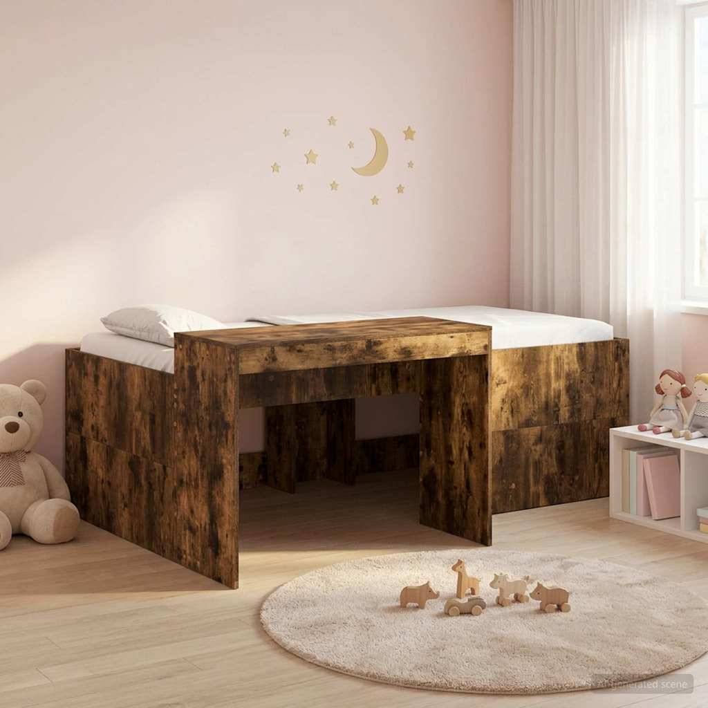 vidaXL Hochbett mit Schreibtisch für Kinder Geräucherte Eiche