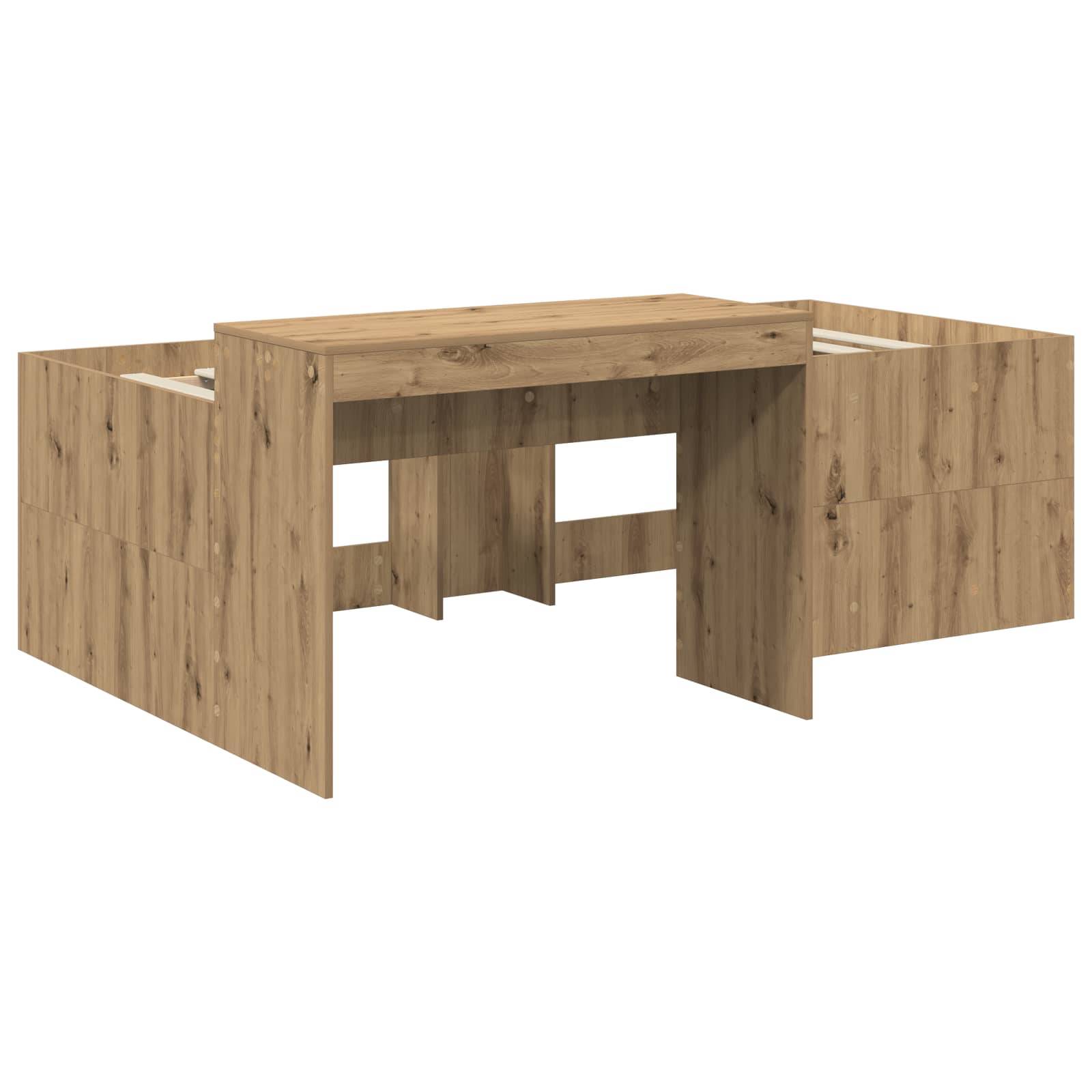 vidaXL Hochbett mit Schreibtisch für Kinder Artisan-Eiche 90 x 200 cm