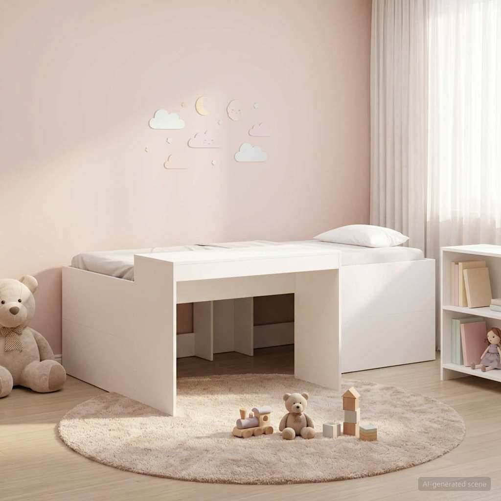 vidaXL Hochbett mit Schreibtisch für Kinder Weiß 98,5 x 200 cm