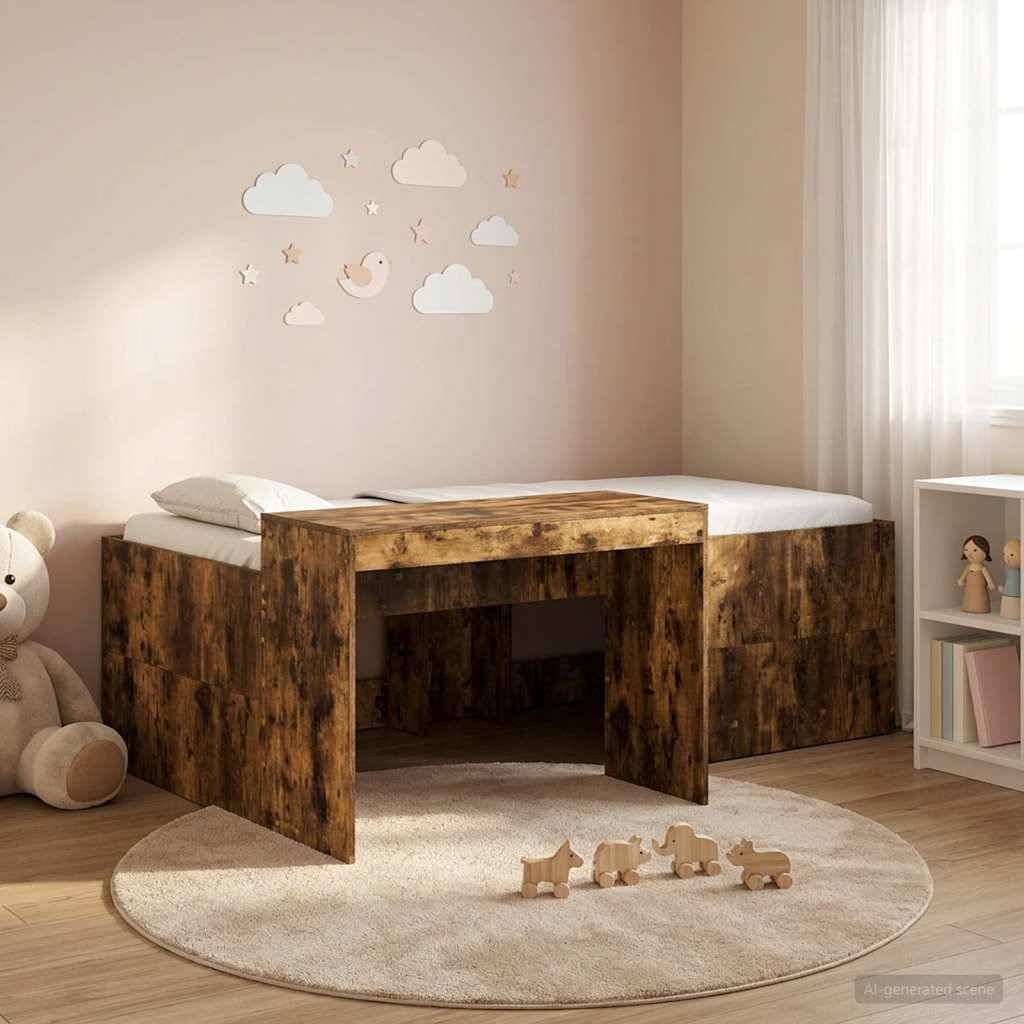 vidaXL Hochbett mit Schreibtisch für Kinder Geräucherte Eiche