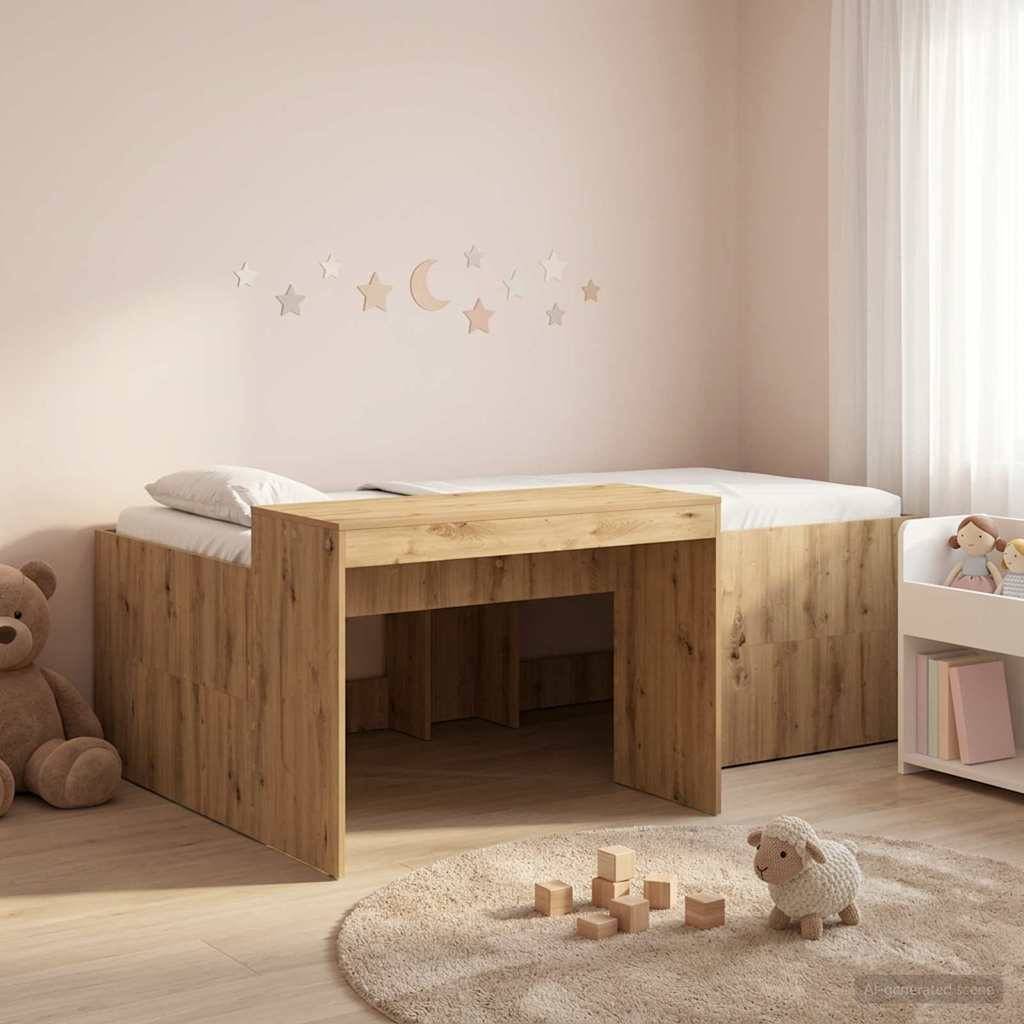 vidaXL Hochbett mit Schreibtisch für Kinder Artisan-Eiche
