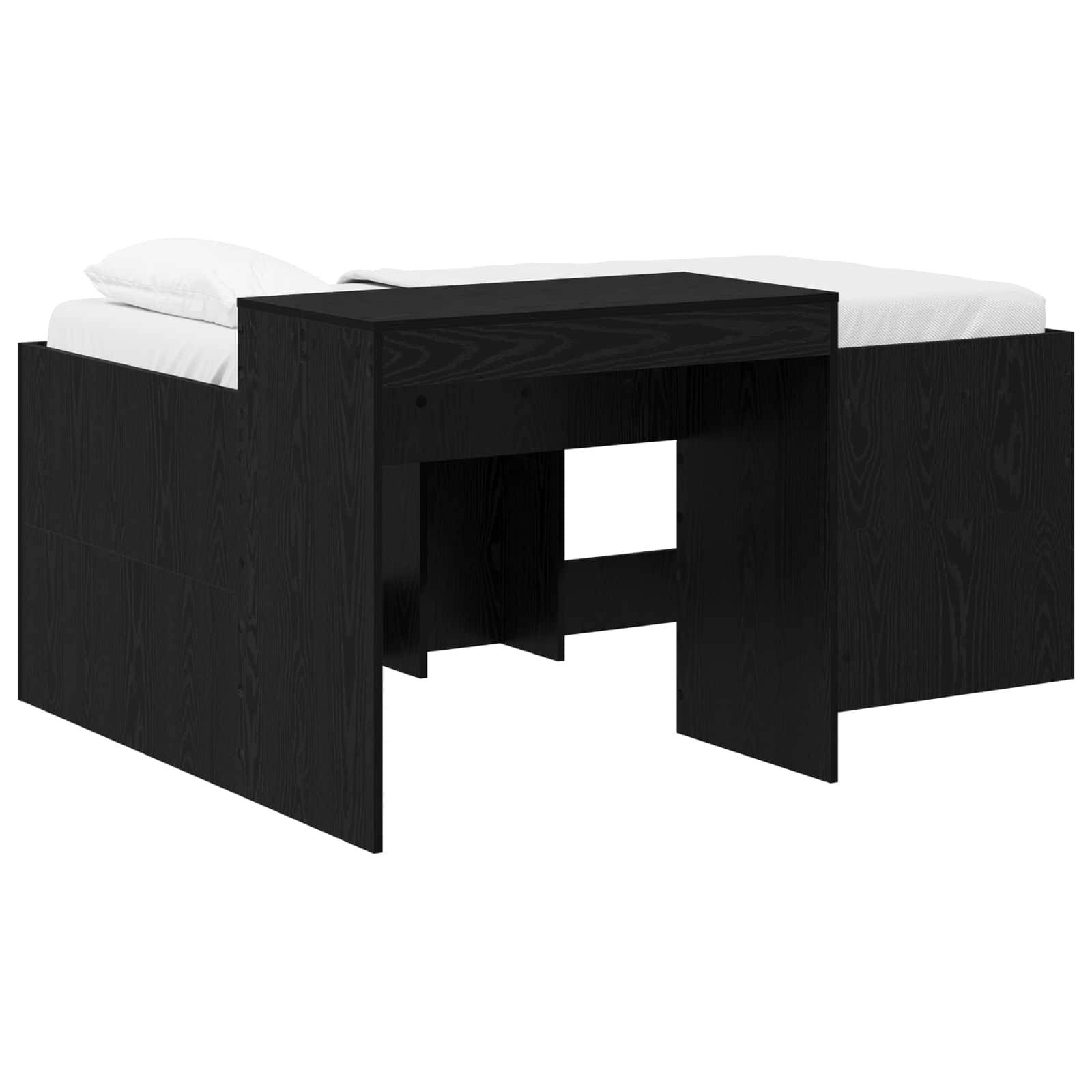 vidaXL Hochbett mit Schreibtisch für Kinder Schwarz 80 x 160 cm