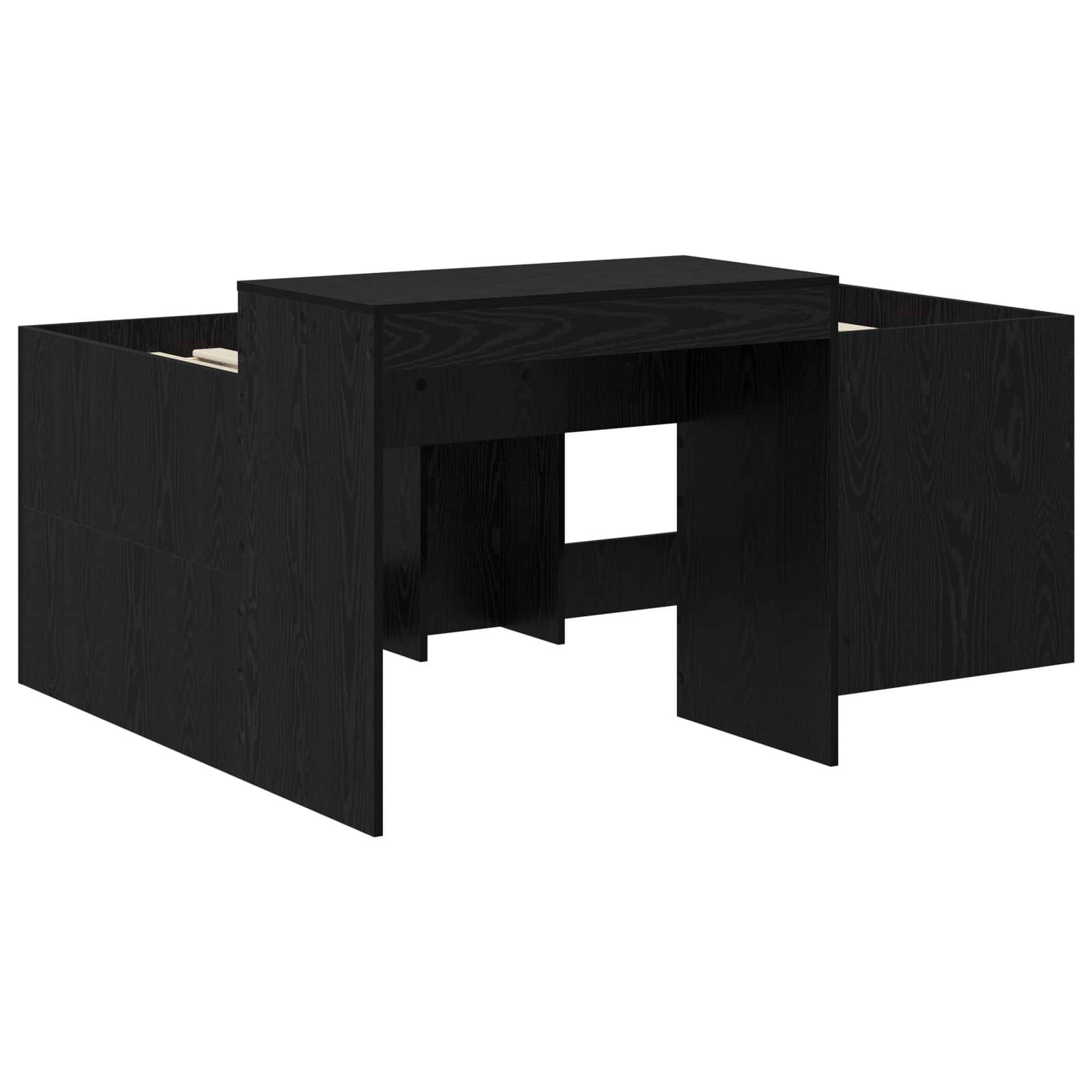 vidaXL Hochbett mit Schreibtisch für Kinder Schwarz 80 x 160 cm