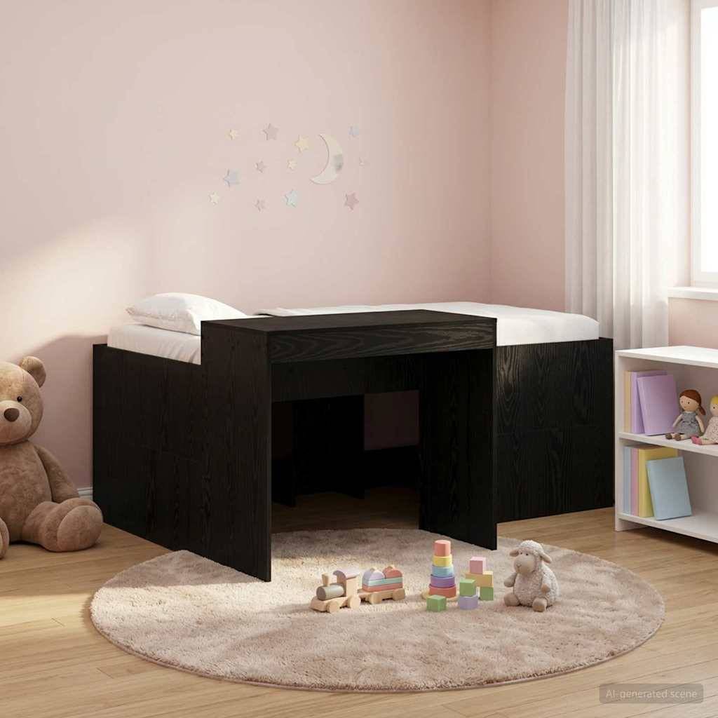 vidaXL Hochbett mit Schreibtisch für Kinder Schwarz 80 x 160 cm