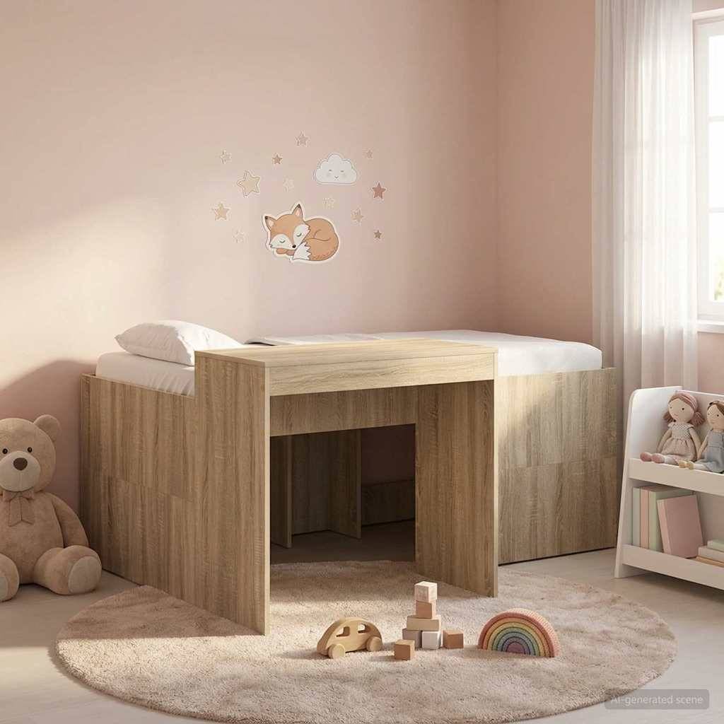 vidaXL Hochbett mit Schreibtisch für Kinder Sonoma-Eiche 80 x 160 cm