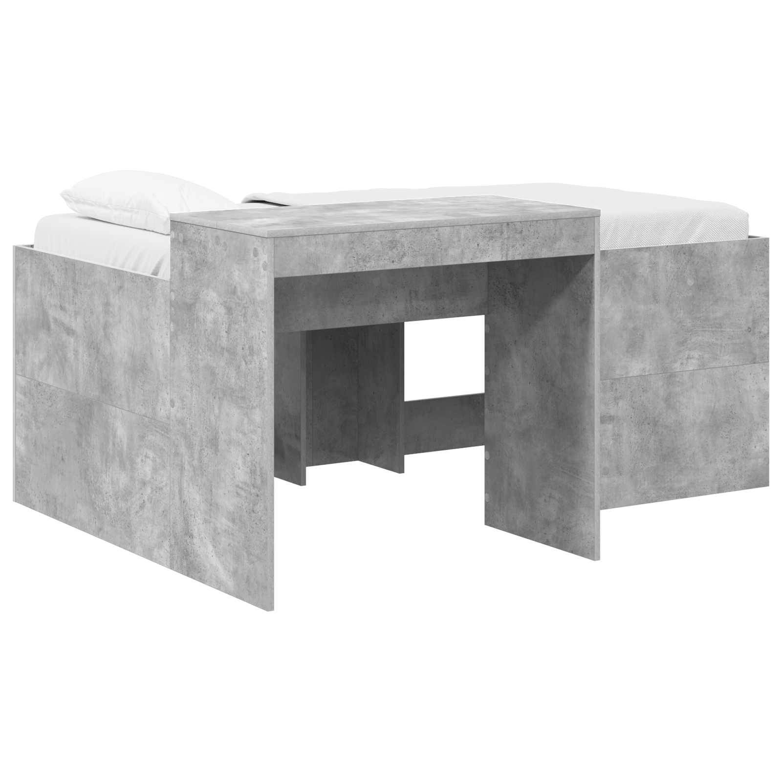 vidaXL Hochbett mit Schreibtisch für Kinder Betongrau 80 x 160 cm
