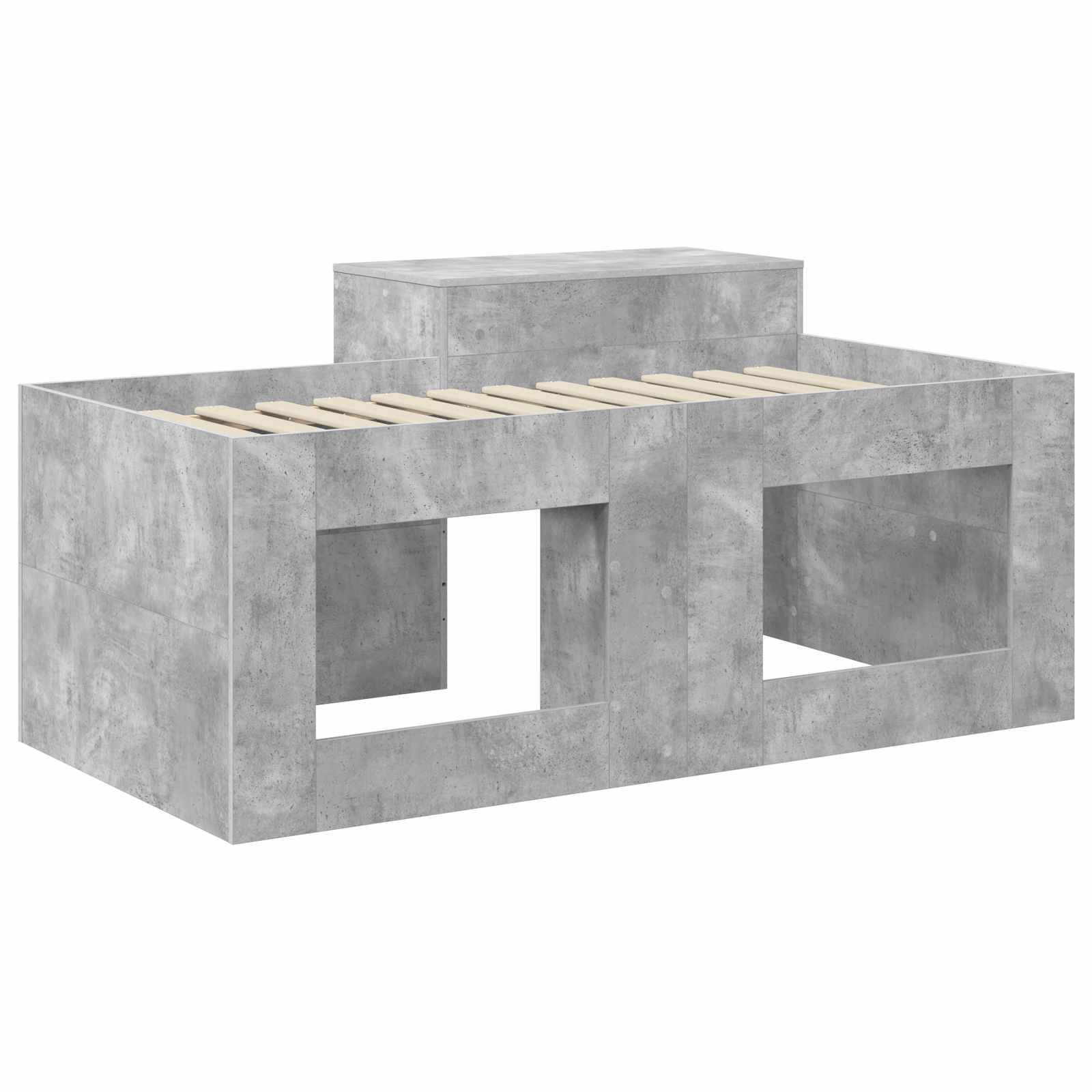 vidaXL Hochbett mit Schreibtisch für Kinder Betongrau Holzwerkstoff