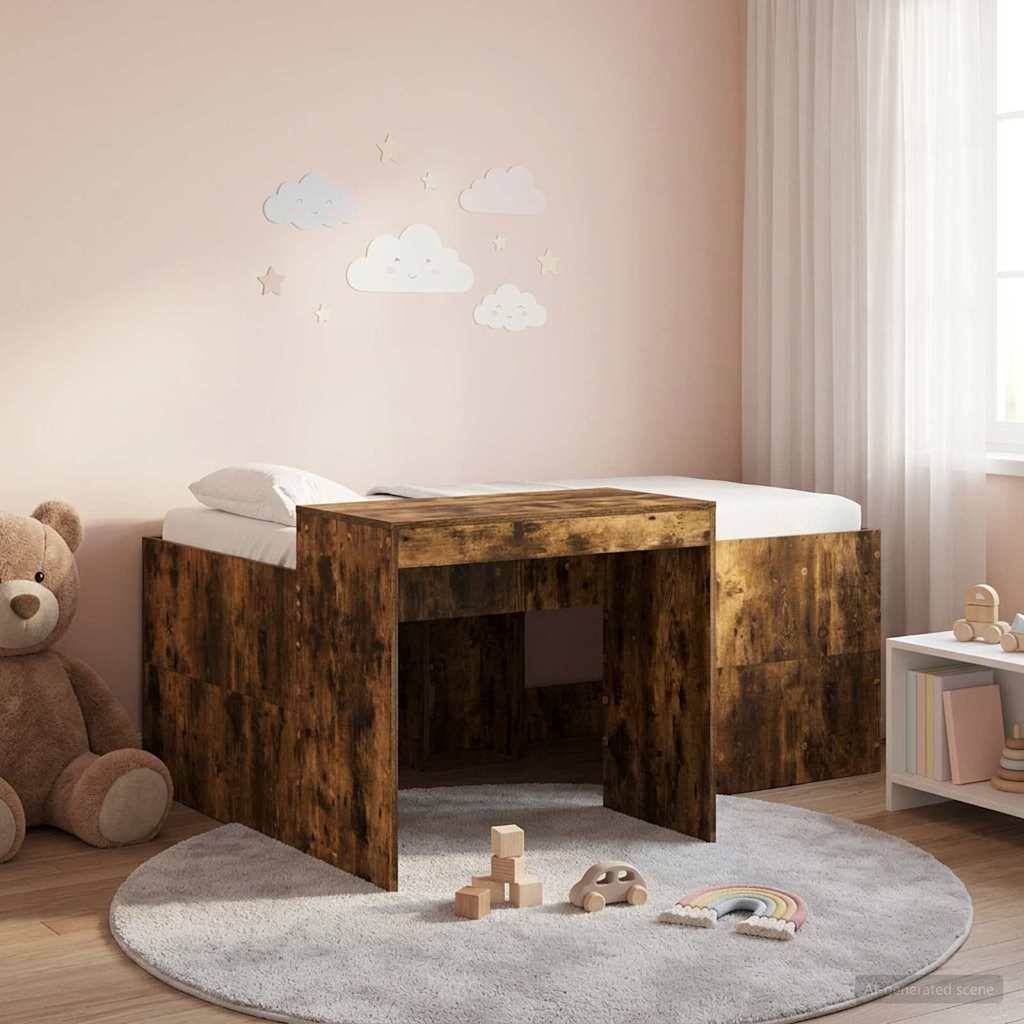 vidaXL Hochbett mit Schreibtisch für Kinder Geräucherte Eiche