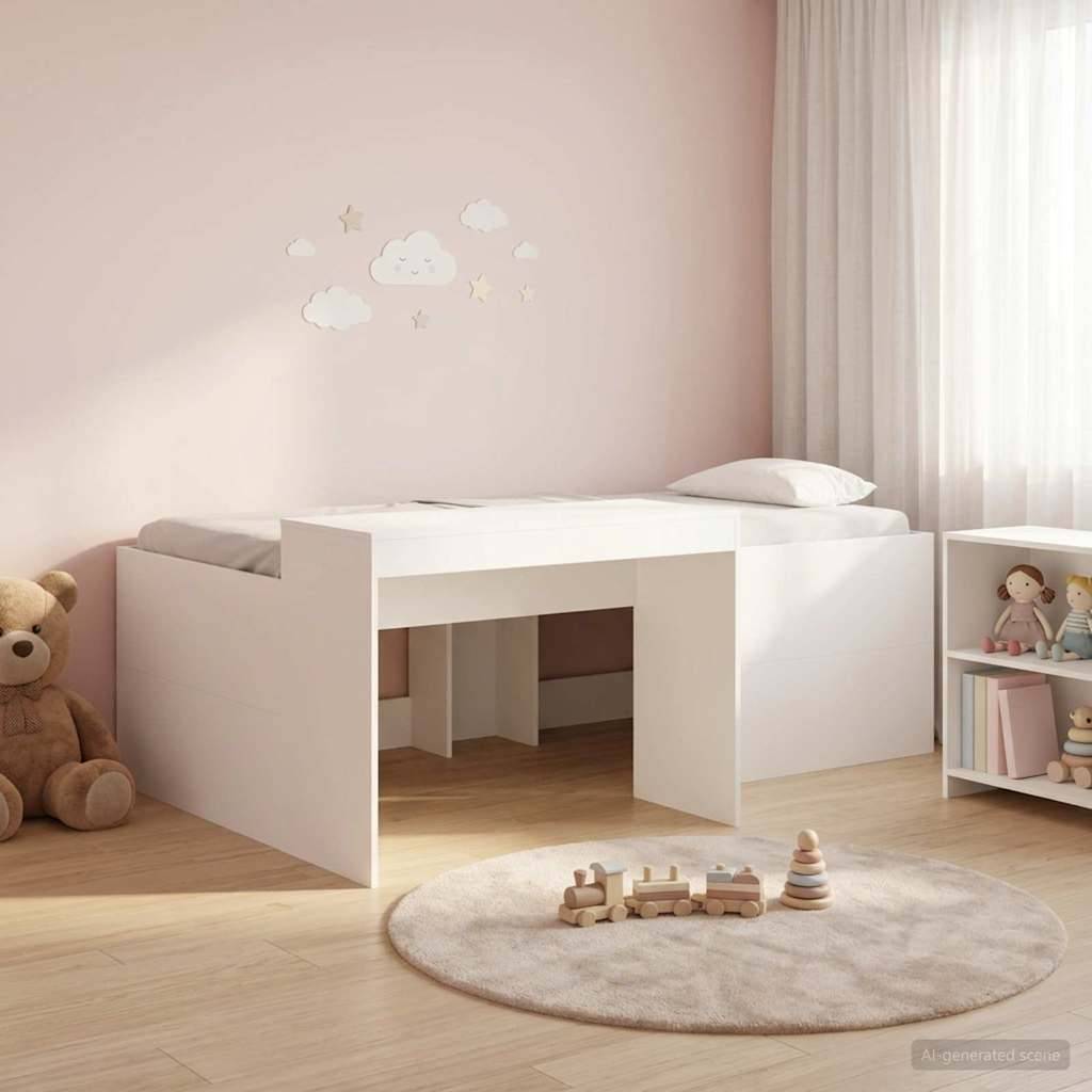 vidaXL Hochbett mit Schreibtisch für Kinder Weiß 75 x 190 cm