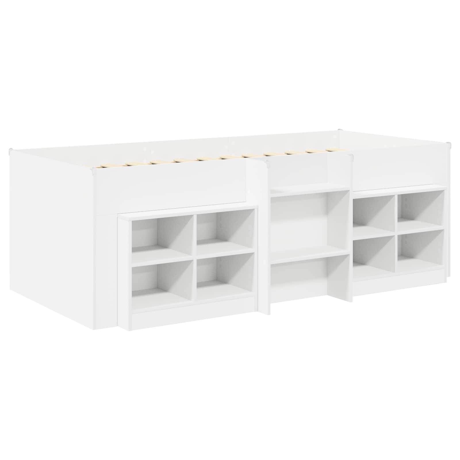 vidaXL Loft Bettgestell mit Schrank 3 Stk. Weiß Holzwerkstoff