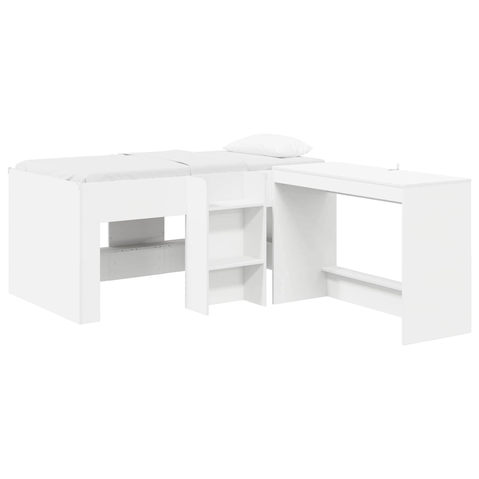 vidaXL Hochbett mit Schreibtisch für Kinder Weiß 80 x 160 cm