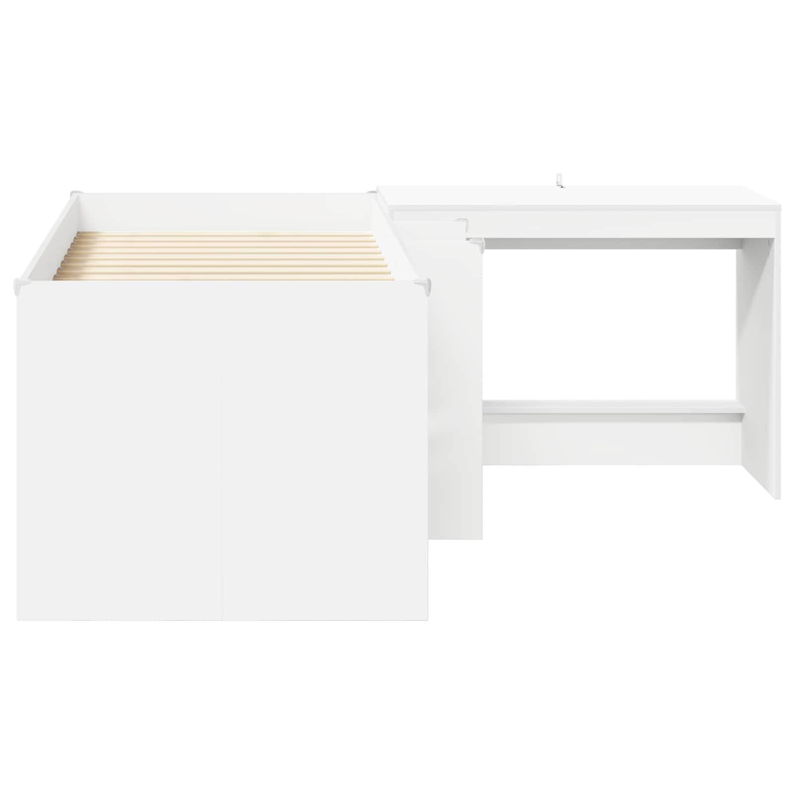 vidaXL Hochbett mit Schreibtisch für Kinder Weiß 80 x 160 cm