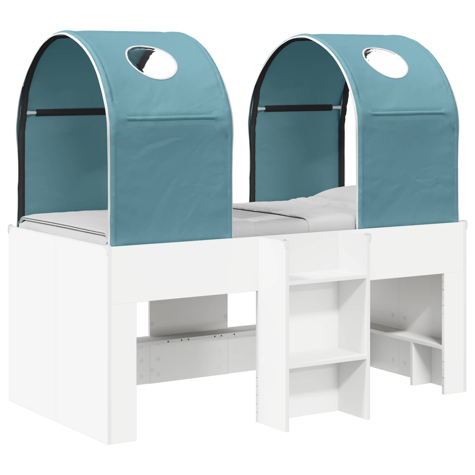 vidaXL Bett mit Tunnel 4 pcs Weiß und Hellblau Holzwerkstoff