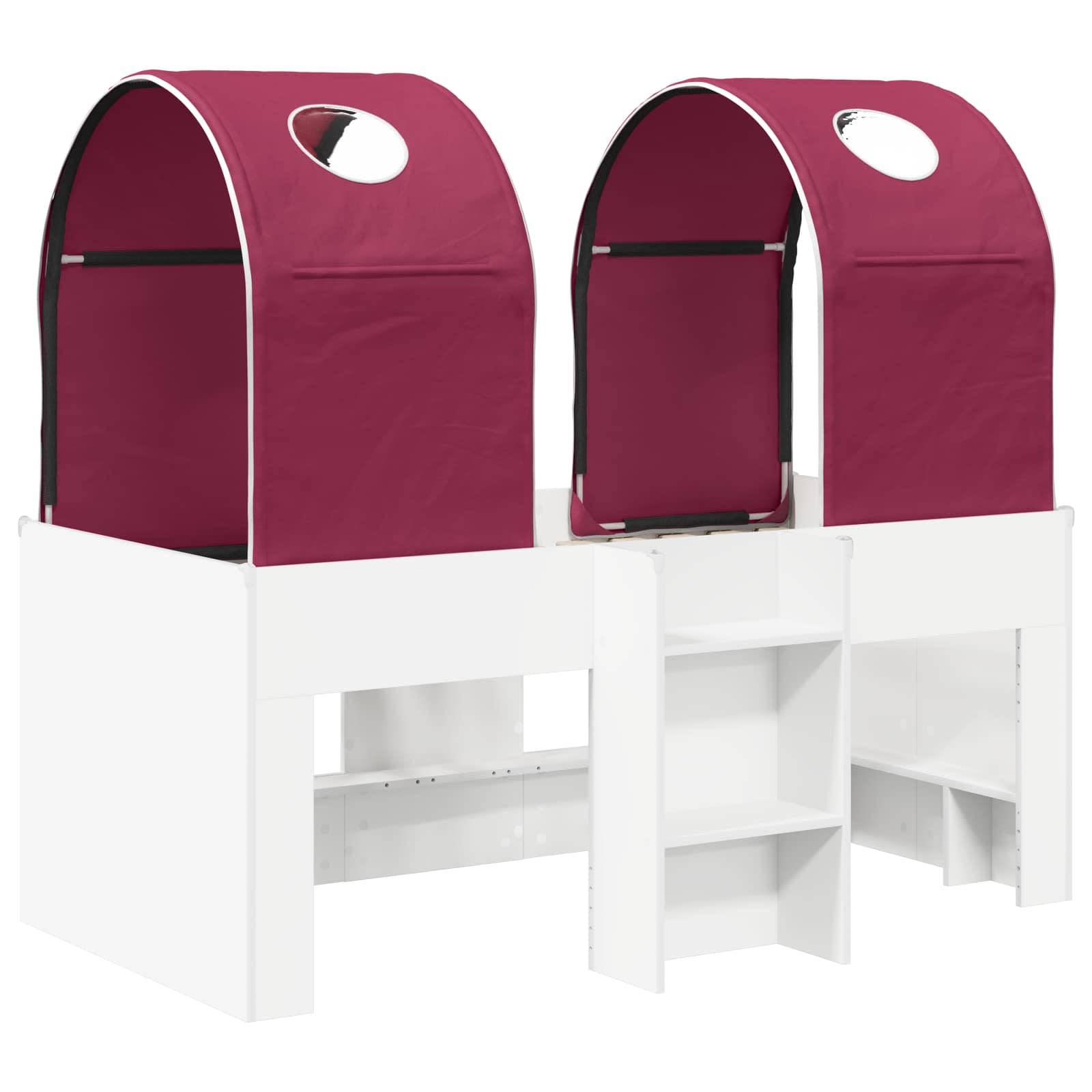vidaXL Bett mit Tunnel 4 pcs Weiß und Rot Holzwerkstoff