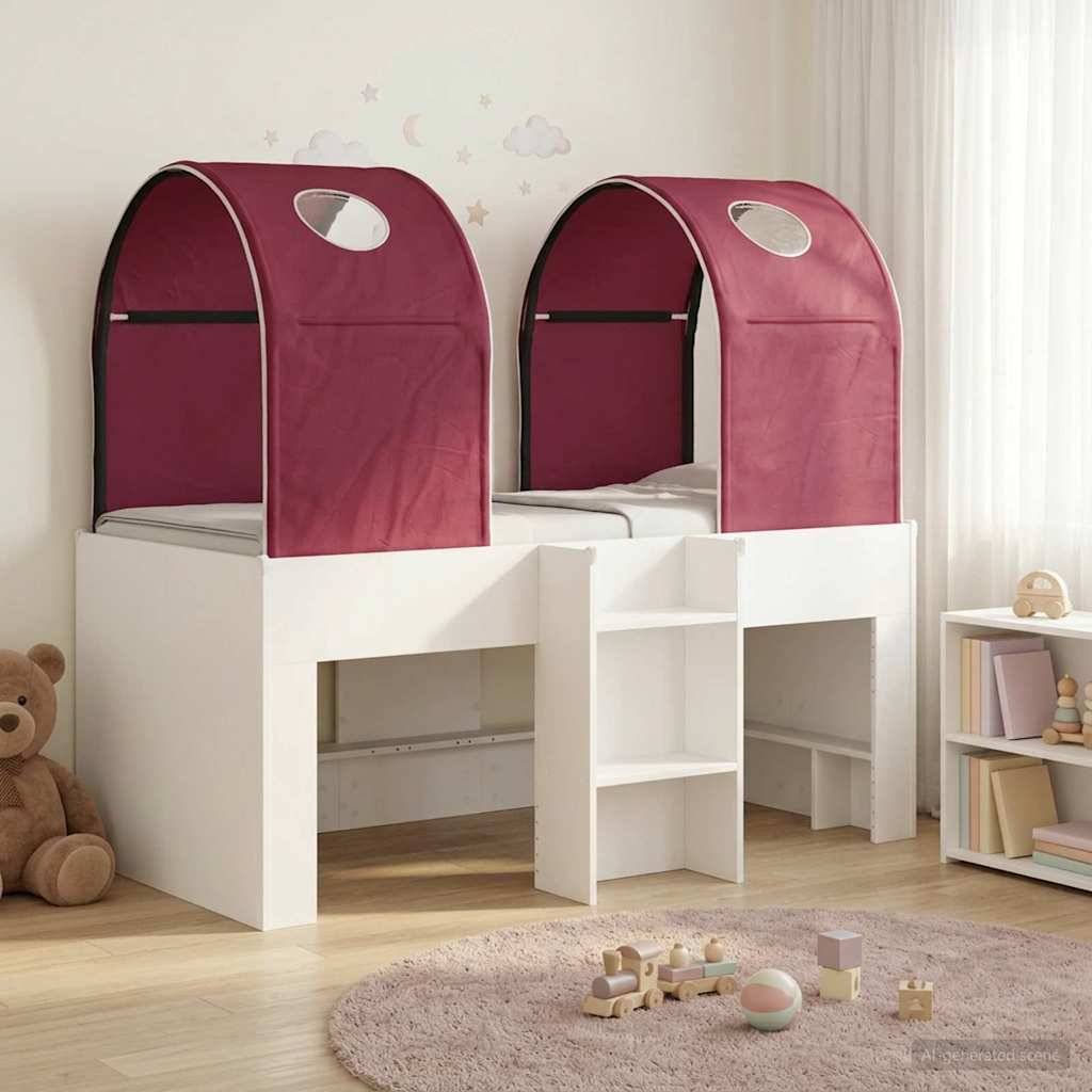 vidaXL Bett mit Tunnel 4 pcs Weiß und Rot Holzwerkstoff