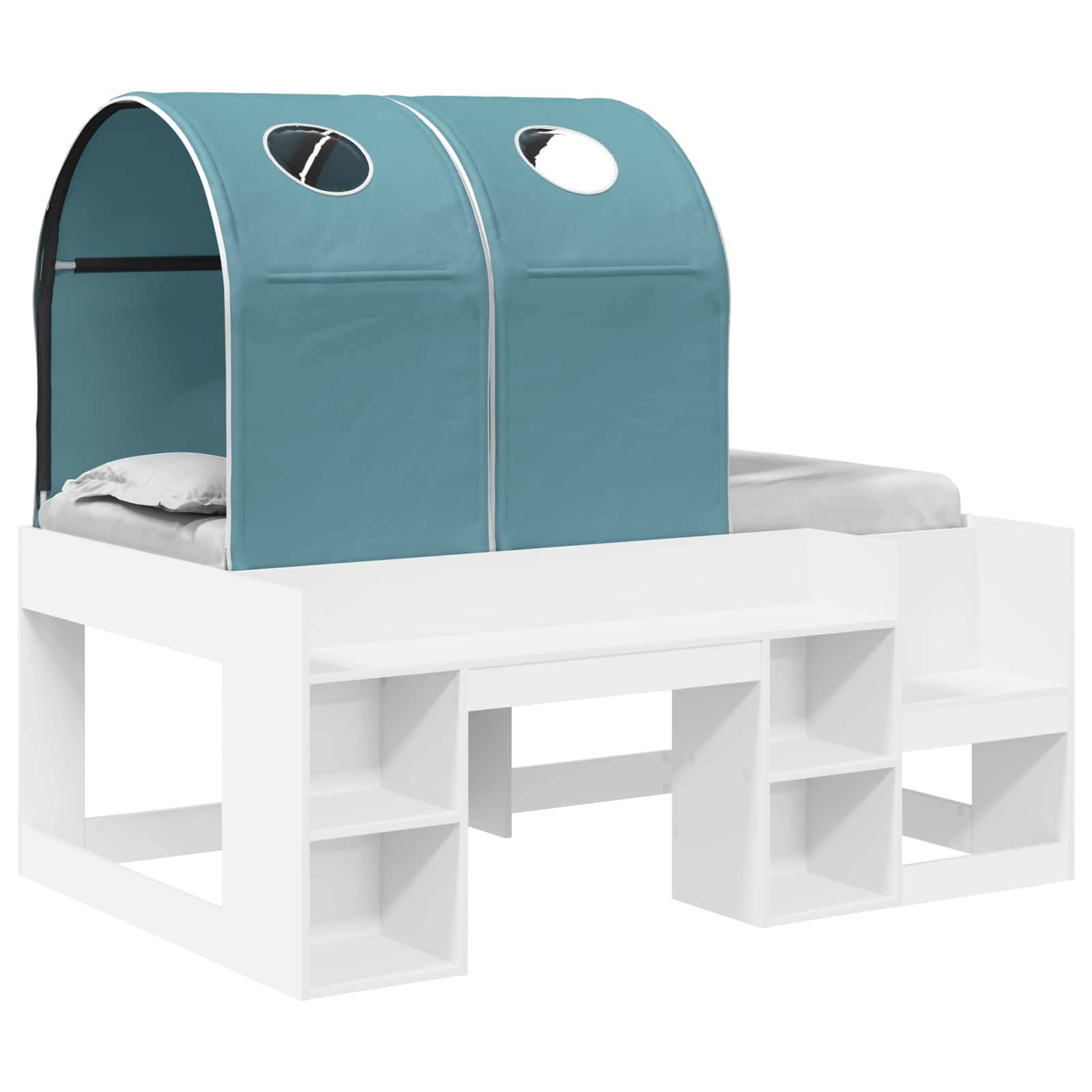 vidaXL Bett mit Tunnel 4 pcs Weiß und Hellblau Holzwerkstoff