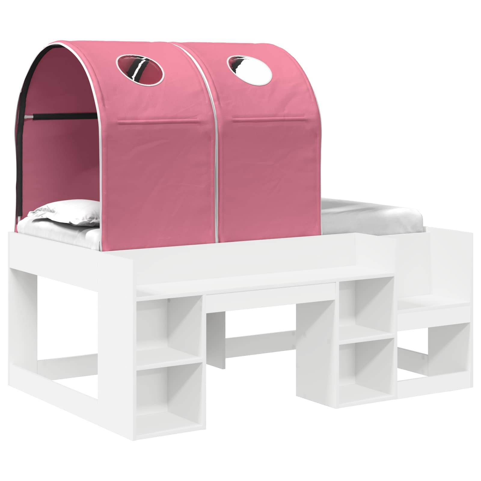 vidaXL Bett mit Tunnel 4 pcs Weiß und Rosa Holzwerkstoff