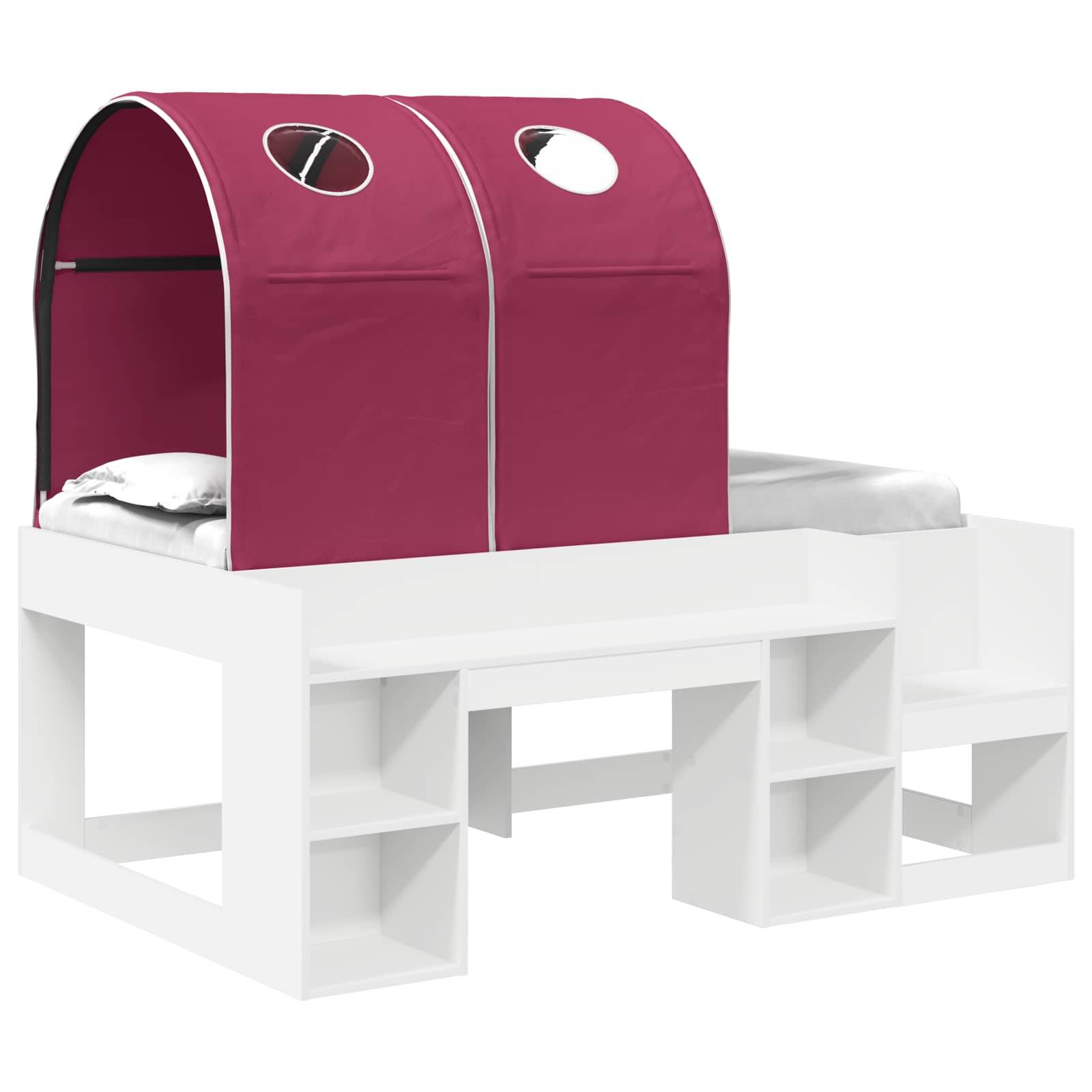 vidaXL Bett mit Tunnel 4 pcs Weiß und Rot Holzwerkstoff