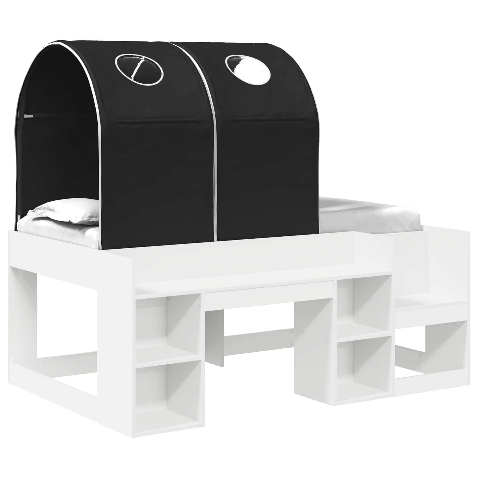 vidaXL Bett mit Tunnel 4 pcs Weiß und Schwarz Holzwerkstoff