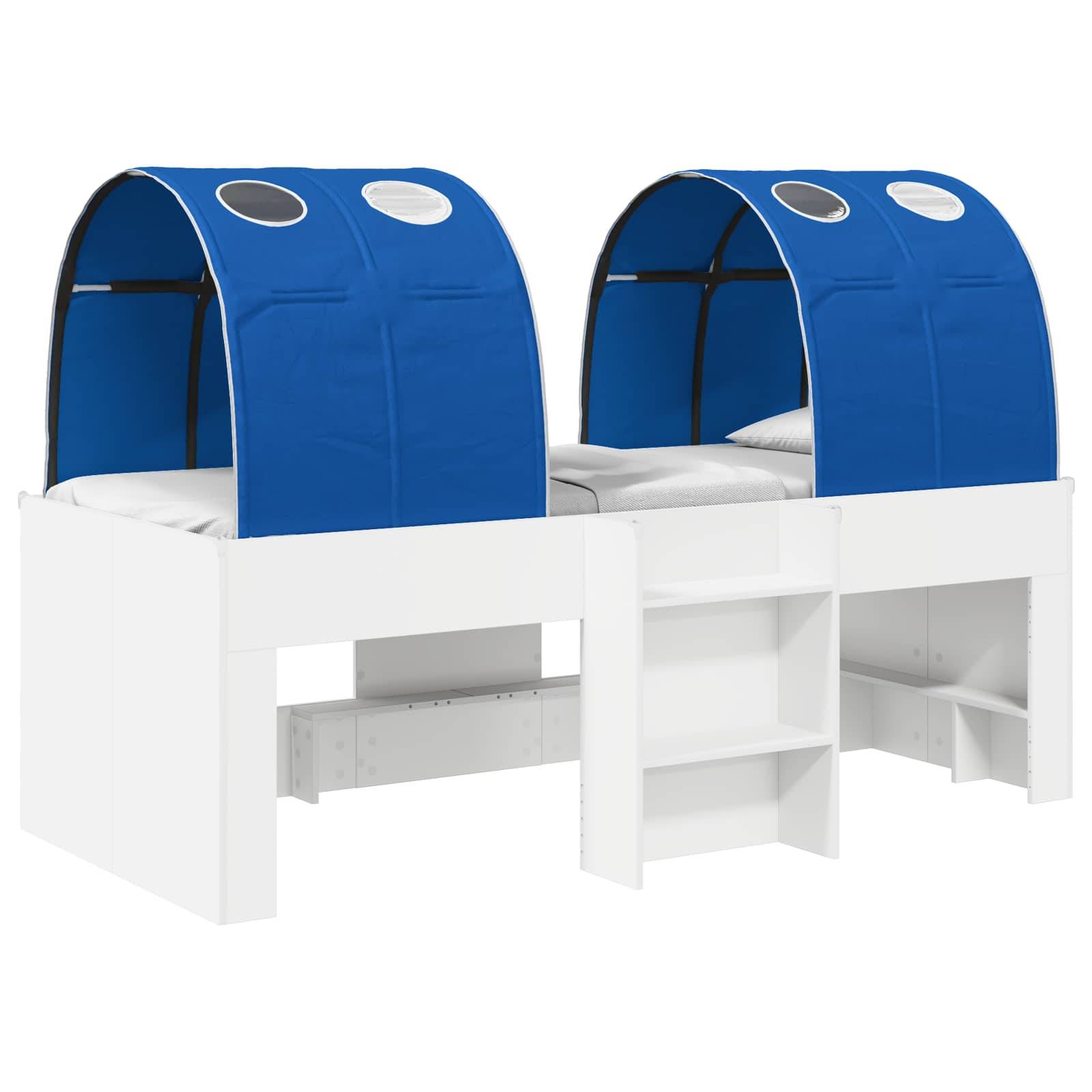 vidaXL Bett mit Tunnel 4 pcs Weiß und Blau Holzwerkstoff