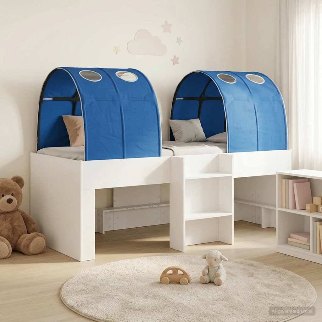 vidaXL Bett mit Tunnel 4 pcs Weiß und Blau Holzwerkstoff