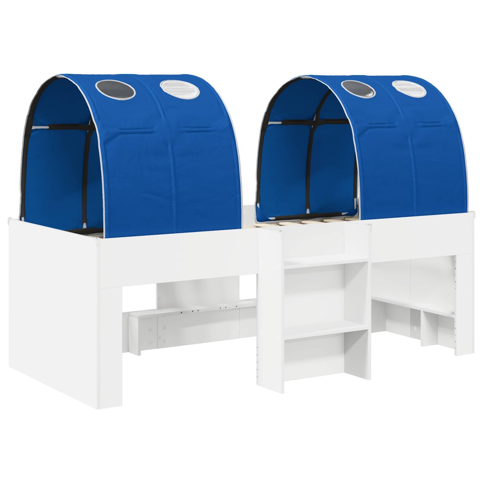 vidaXL Bett mit Tunnel 4 pcs Weiß und Blau Holzwerkstoff