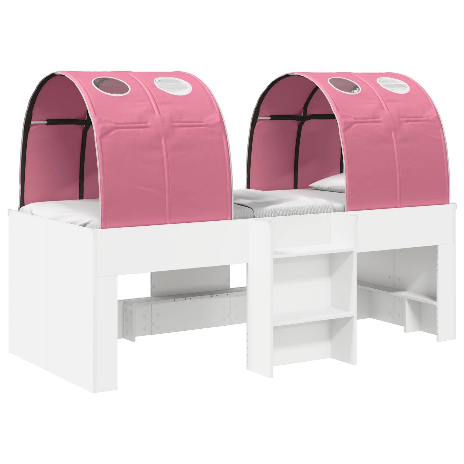 vidaXL Bett mit Tunnel 4 pcs Weiß und Rosa Holzwerkstoff