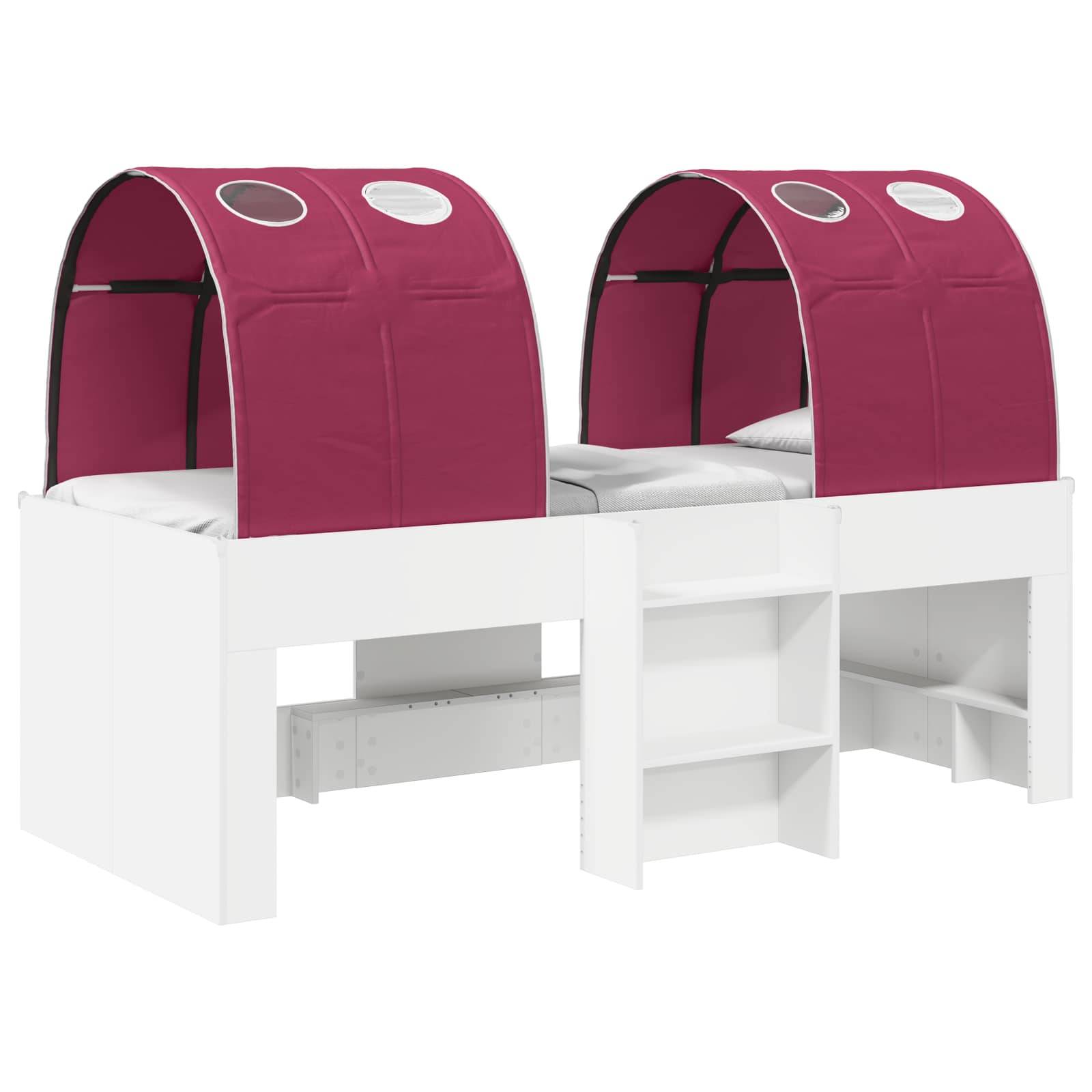 vidaXL Bett mit Tunnel 4 pcs Weiß und Rot Holzwerkstoff