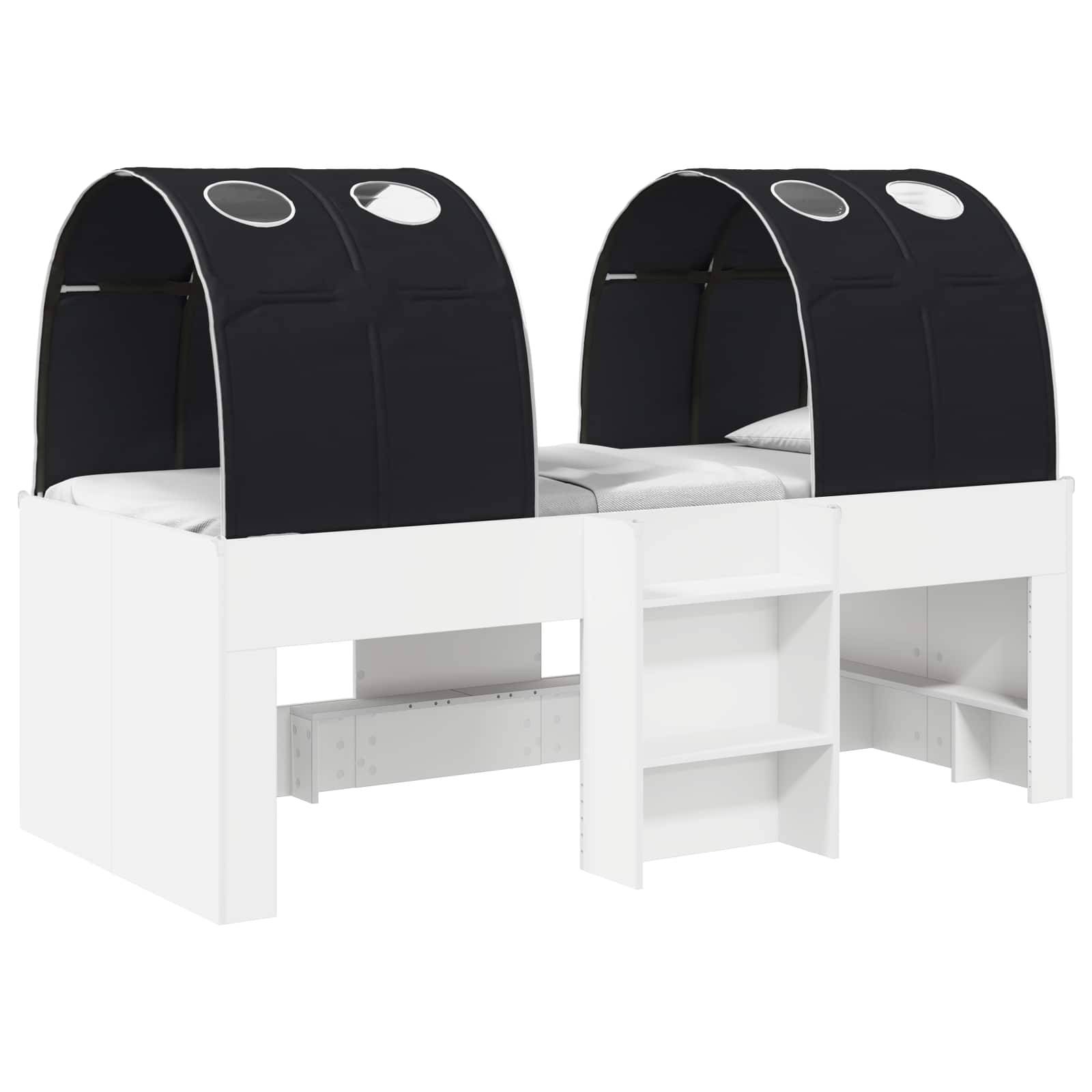 vidaXL Bett mit Tunnel 4 pcs Weiß und Schwarz Holzwerkstoff