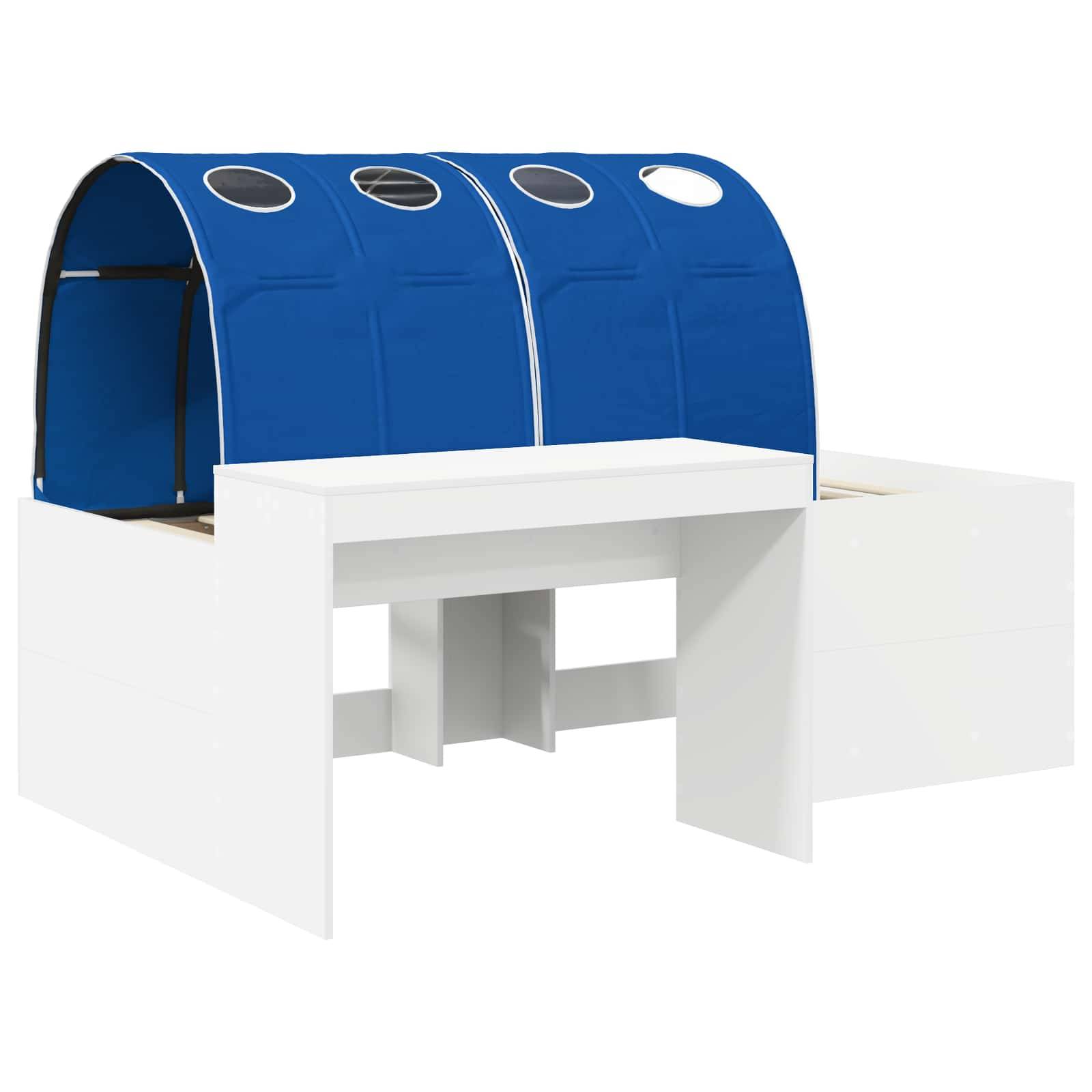 vidaXL Bettrahmen mit Tunnel 3 Stk. Weiß und Blau Holzwerkstoff