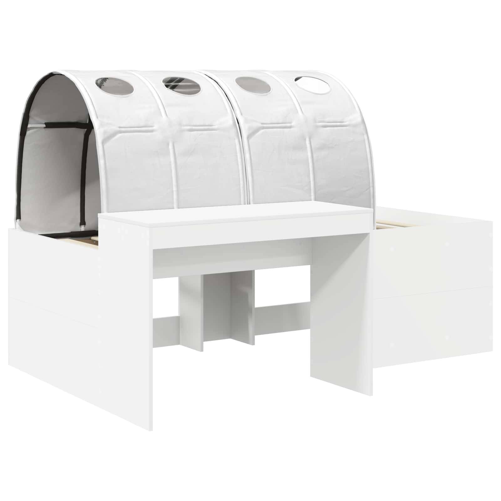 vidaXL Bettrahmen mit Tunnel mit Regal 3 Stk. Weiß Holzwerkstoff