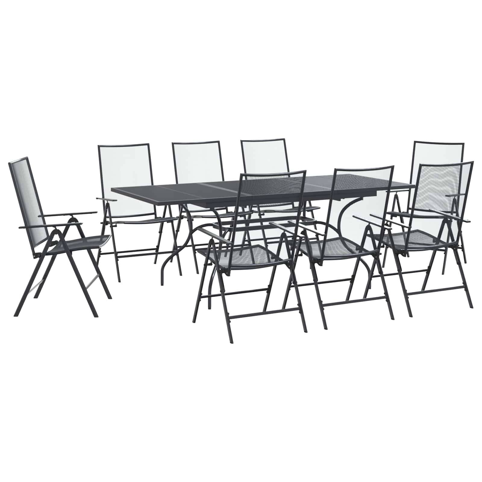 vidaXL Garten Essgruppe 9 pcs Anthrazit 212 x 90 x 76 cm